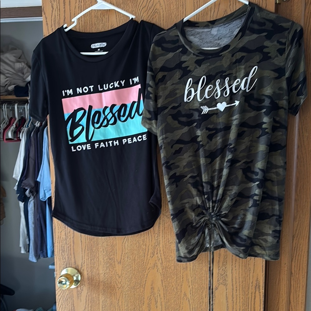Black and Green Short Sleeve Tees with Blessed Design